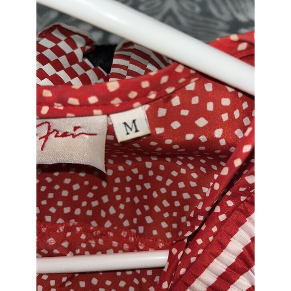 Vintage Assorti For Susan Freis Red/White Dress Pleated Flowy Ruffle 80s‎ S/M - Picture 8 of 16